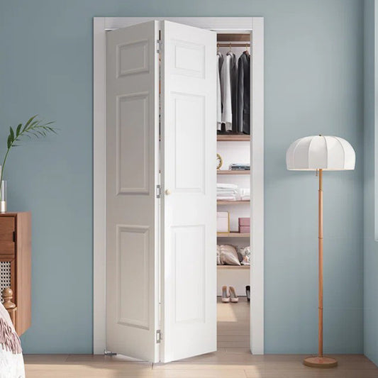 6-panel Hollow core Primed Molded Bifold Door Hardware Included