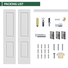 2 Panel Hollow Core White Molded Interior Folding Door For Closet With Lock Handle And Hardware Kits