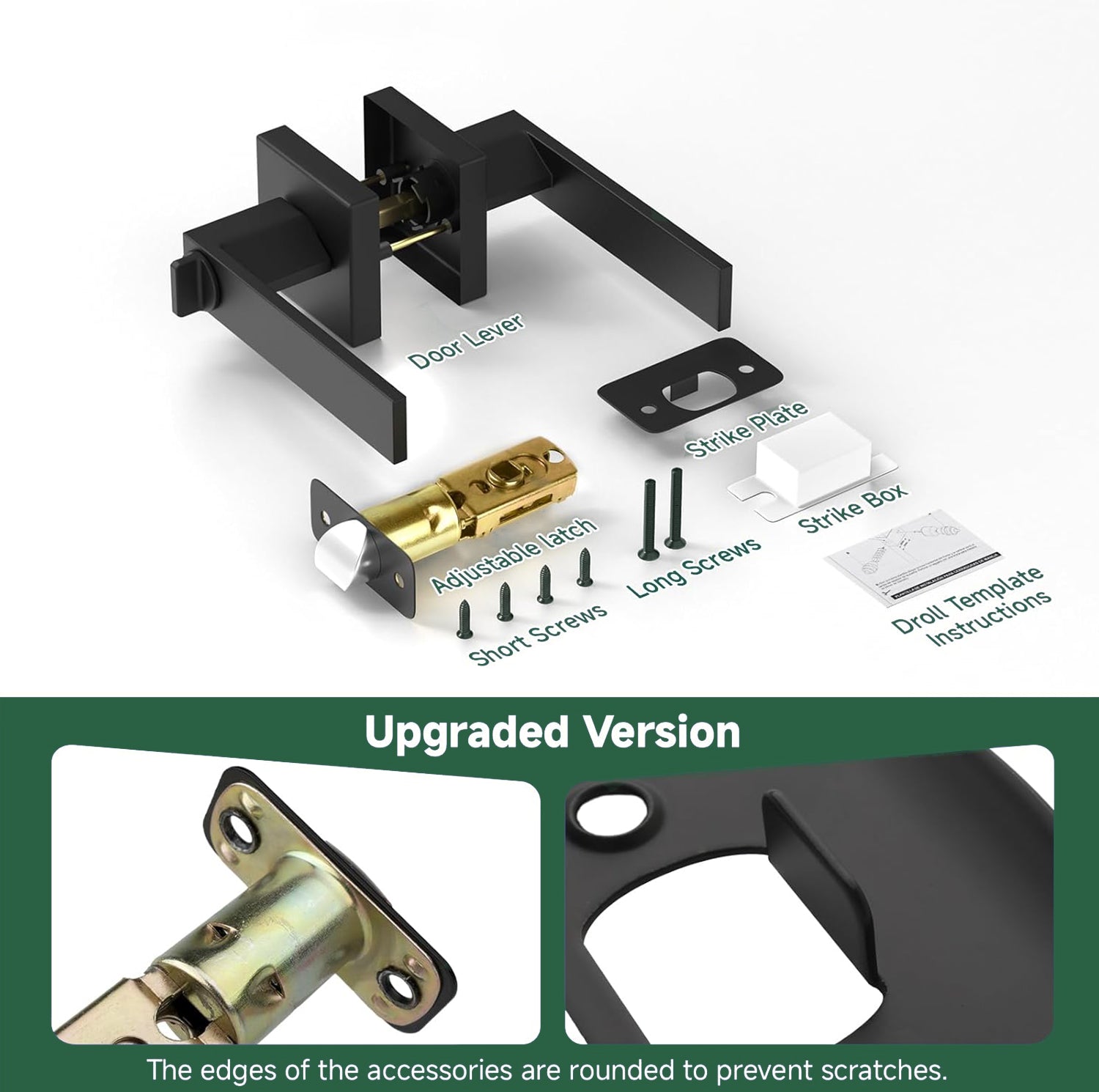 Matte Black Modern Privacy Door Handle with Lock