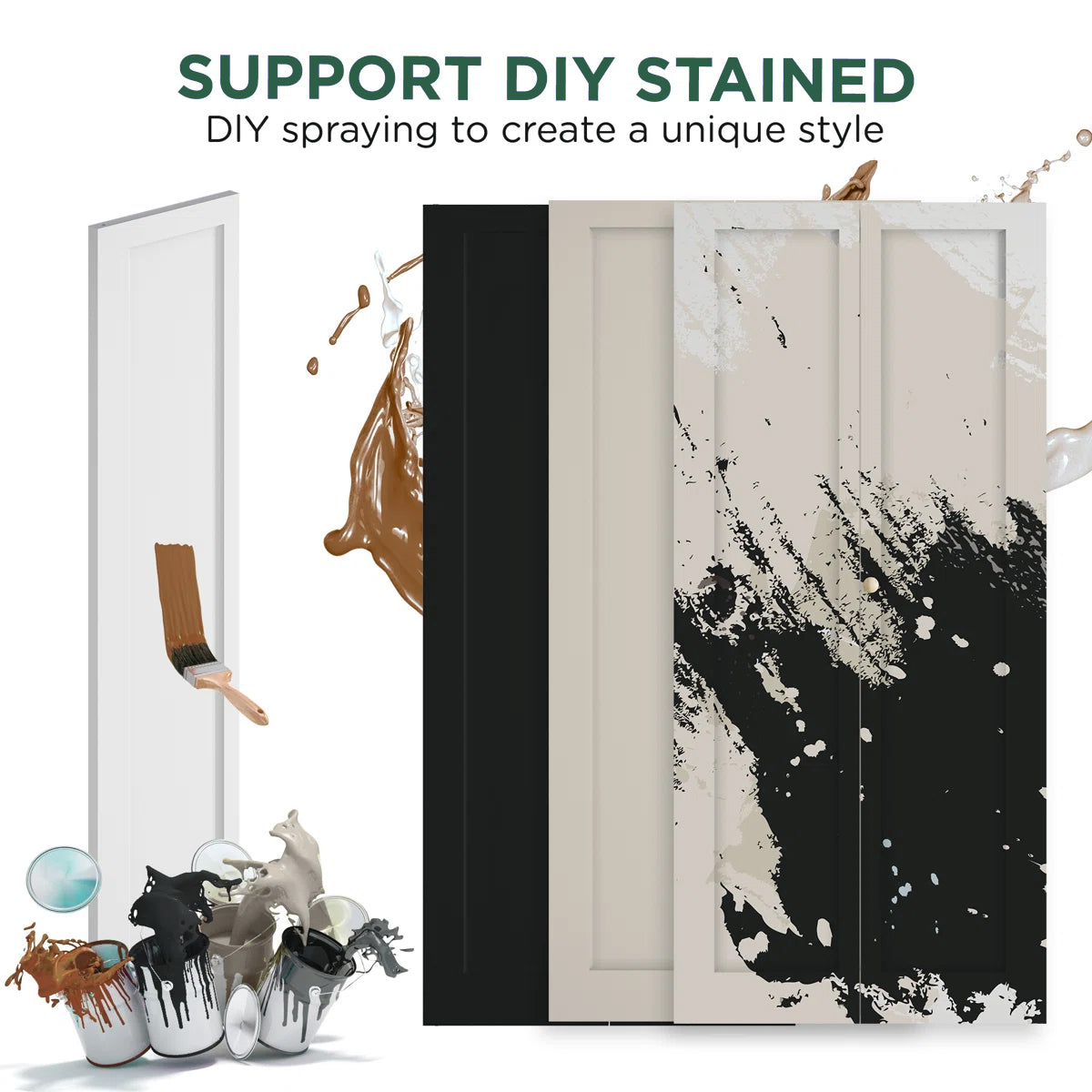 2 Panel Hollow Core White Molded Interior Folding Door For Closet With Lock Handle And Hardware Kits