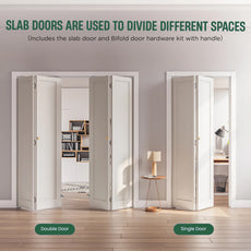 2 Panel Hollow Core White Molded Interior Folding Door For Closet With Lock Handle And Hardware Kits