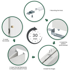 2 Panel Hollow Core White Molded Interior Folding Door For Closet With Lock Handle And Hardware Kits
