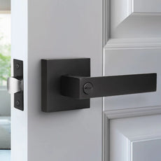 Matte Black Modern Privacy Door Handle with Lock