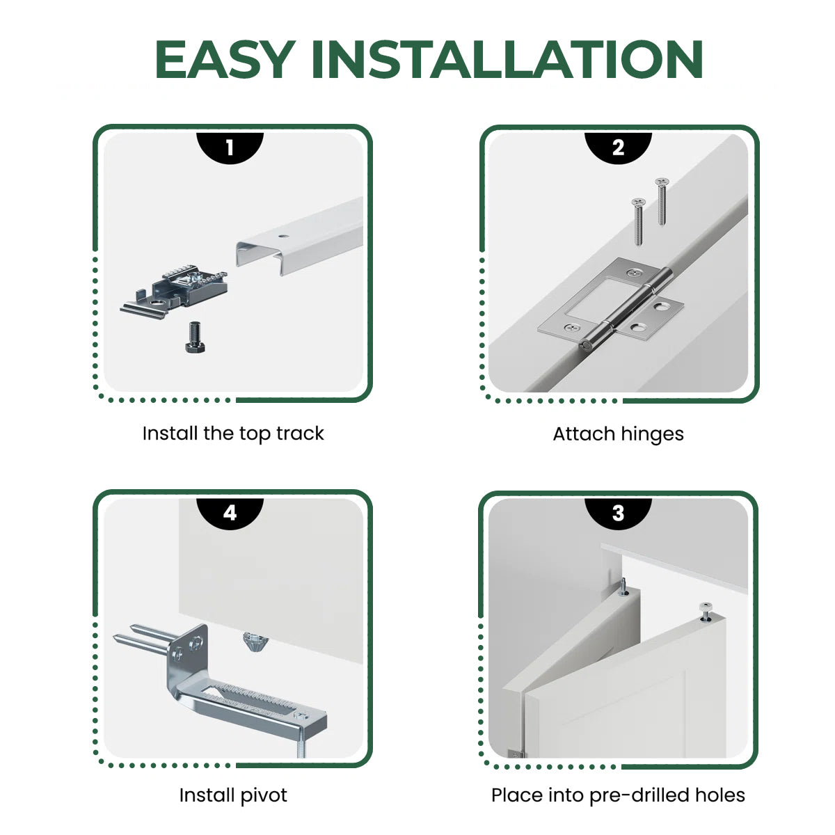 6-panel Hollow core Primed Molded Bifold Door Hardware Included