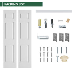 6-panel Hollow core Primed Molded Bifold Door Hardware Included