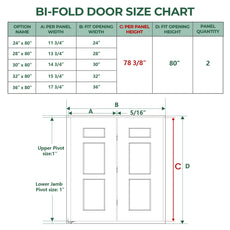 6-panel Hollow core Primed Molded Bifold Door Hardware Included